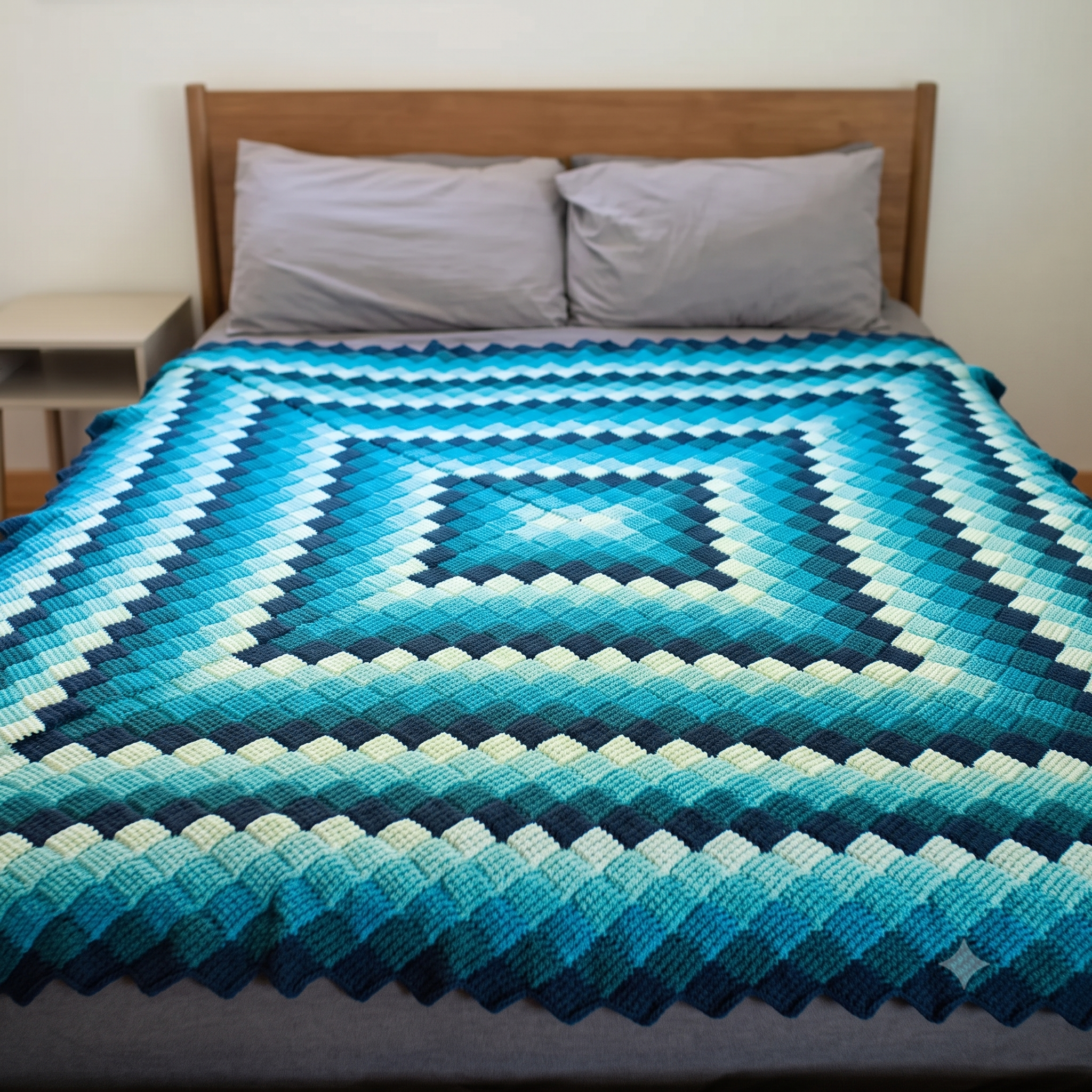 Gradient Square Blanket Crochet Pattern PDF, Ombre Blanket Pattern, Concentric Square Throw, Textured Block Stitch Blanket, Instant Download