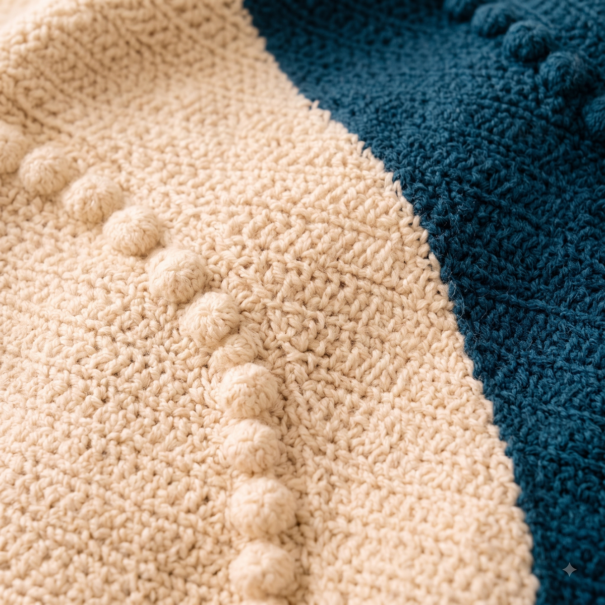 Bobble Colour Block Crochet Blanket Pattern | Modern Boho Throw | Curved Intarsia Design | Instant Download PDF