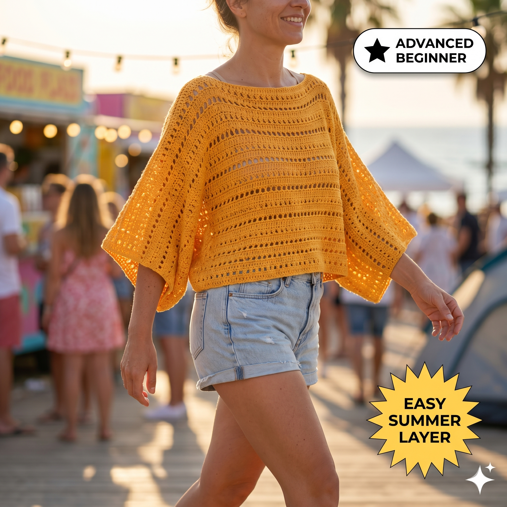 Boho Crochet Top Pattern, Summer Mesh Sweater, Oversized Festival Breeze Top PDF, Beginner Friendly