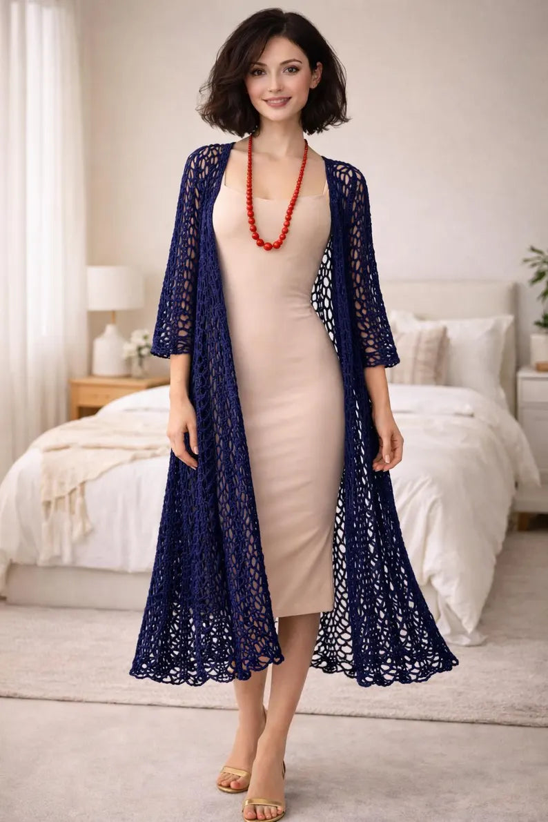 Boho Lace Duster Crochet Cardigan Pattern – Sun-Kissed Elegant Design (PDF Download)