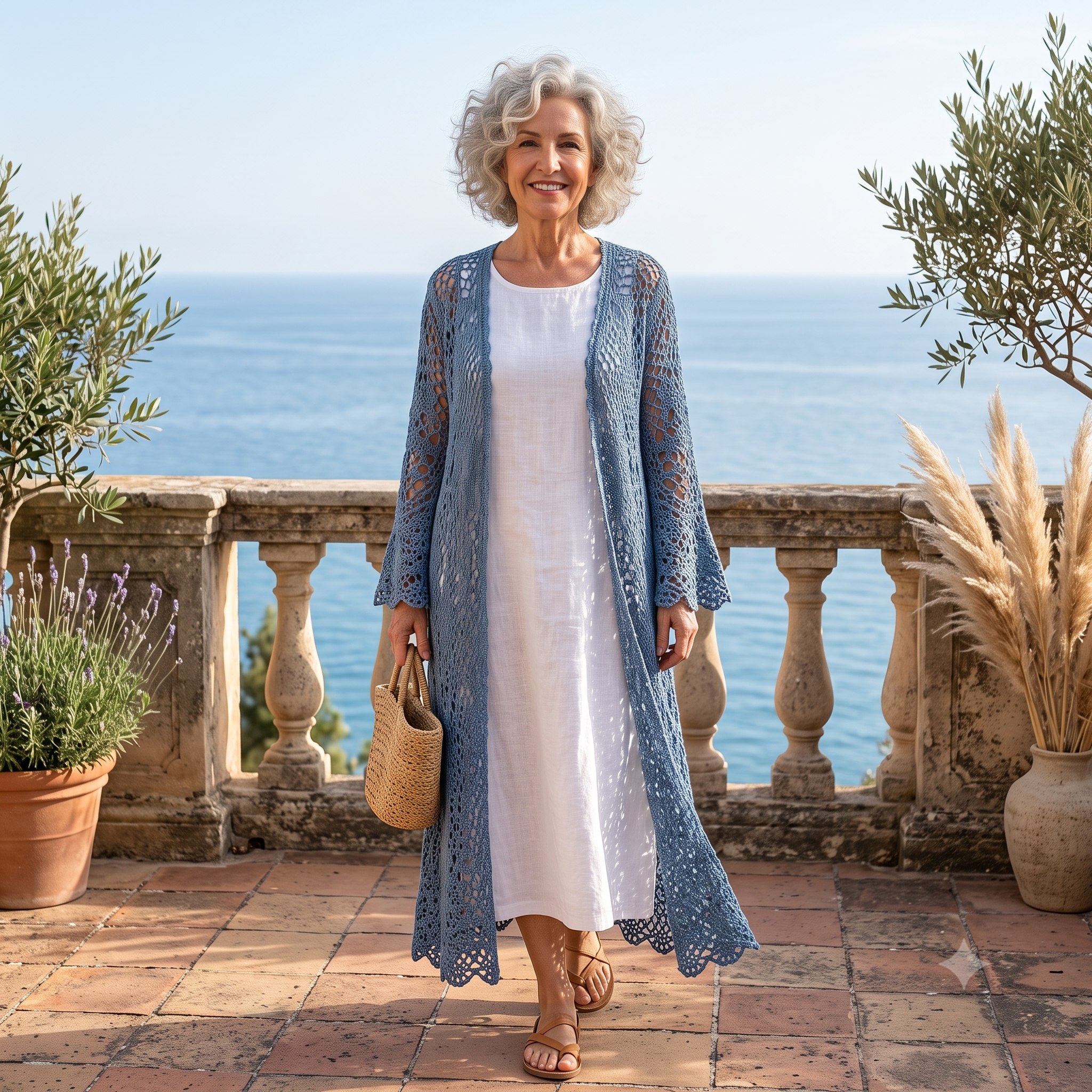 Boho Lace Duster Cardigan — Crochet Pattern (PDF) | Longline Filet Mesh Cardigan
