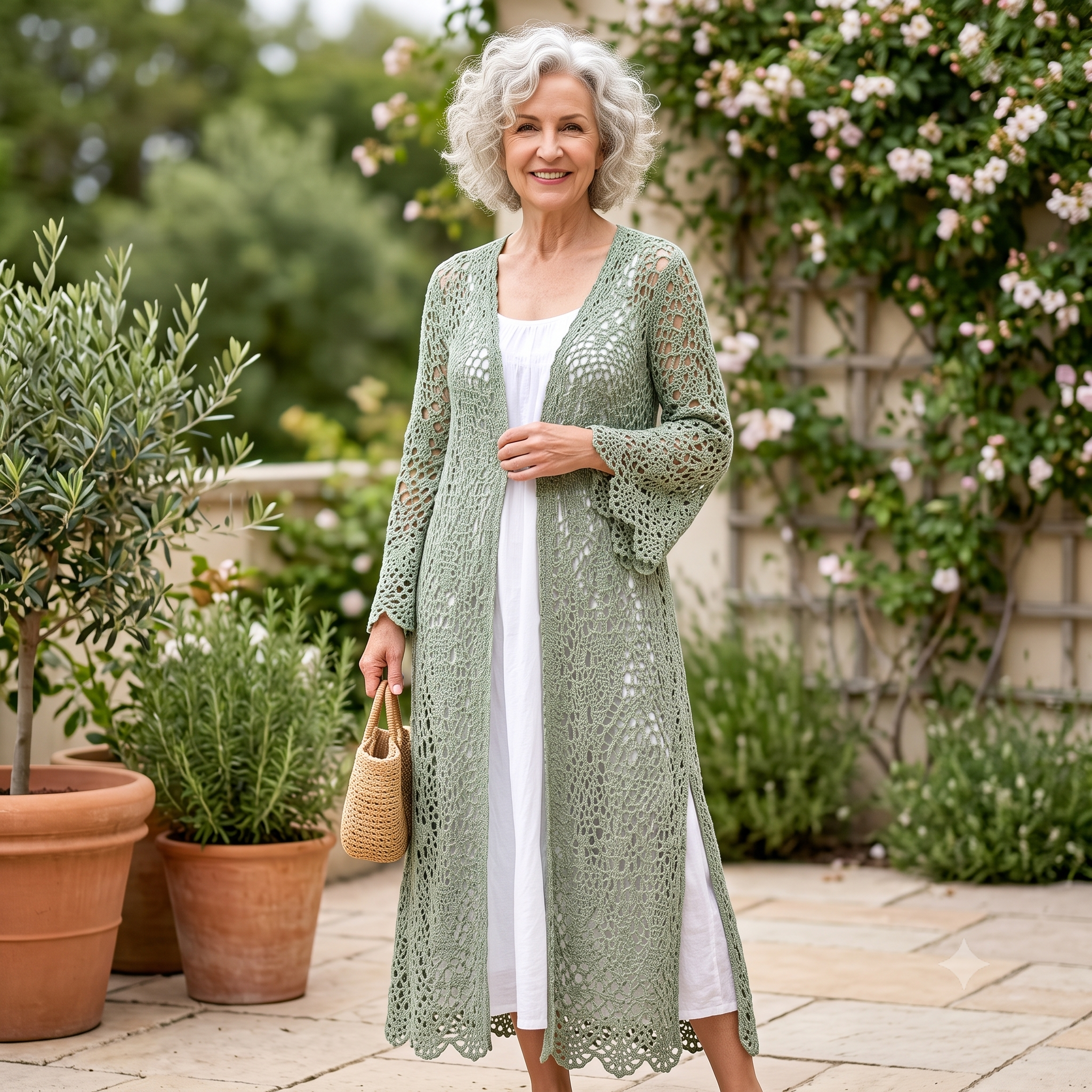 Boho Lace Duster Cardigan — Crochet Pattern (PDF) | Longline Filet Mesh Cardigan