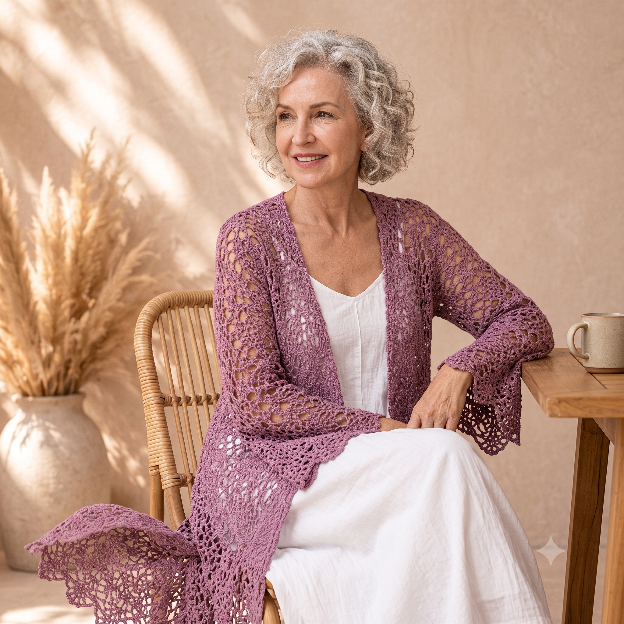 Boho Lace Duster Cardigan — Crochet Pattern (PDF) | Longline Filet Mesh Cardigan