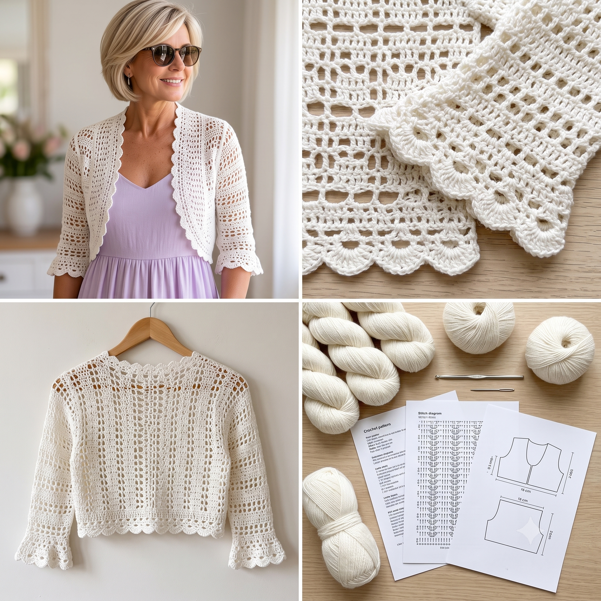 Bolero Crochet Pattern PDF | Lace Shrug Crochet Pattern for Women, Summer Cover Up Bolero, Intermediate, US Terms, Instant Download