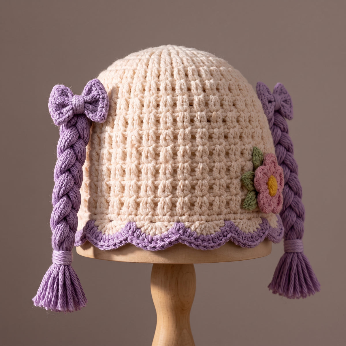 Baby Hat with Braids Crochet Pattern PDF | Pigtail Wig Beanie, 4 Sizes 0-24 Months, US Terms