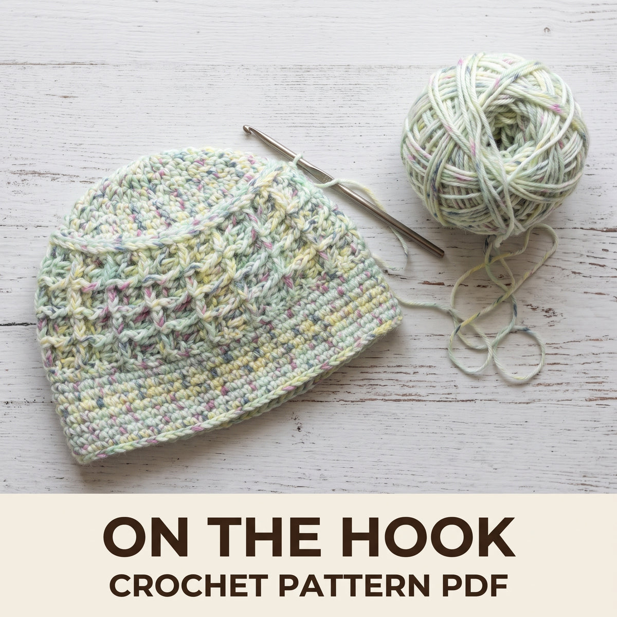 Bucket Hat and Scarf Crochet Pattern PDF, Textured Cluster Hat and Matching Scarf Set, Speckled Yarn, 3 Hat Sizes