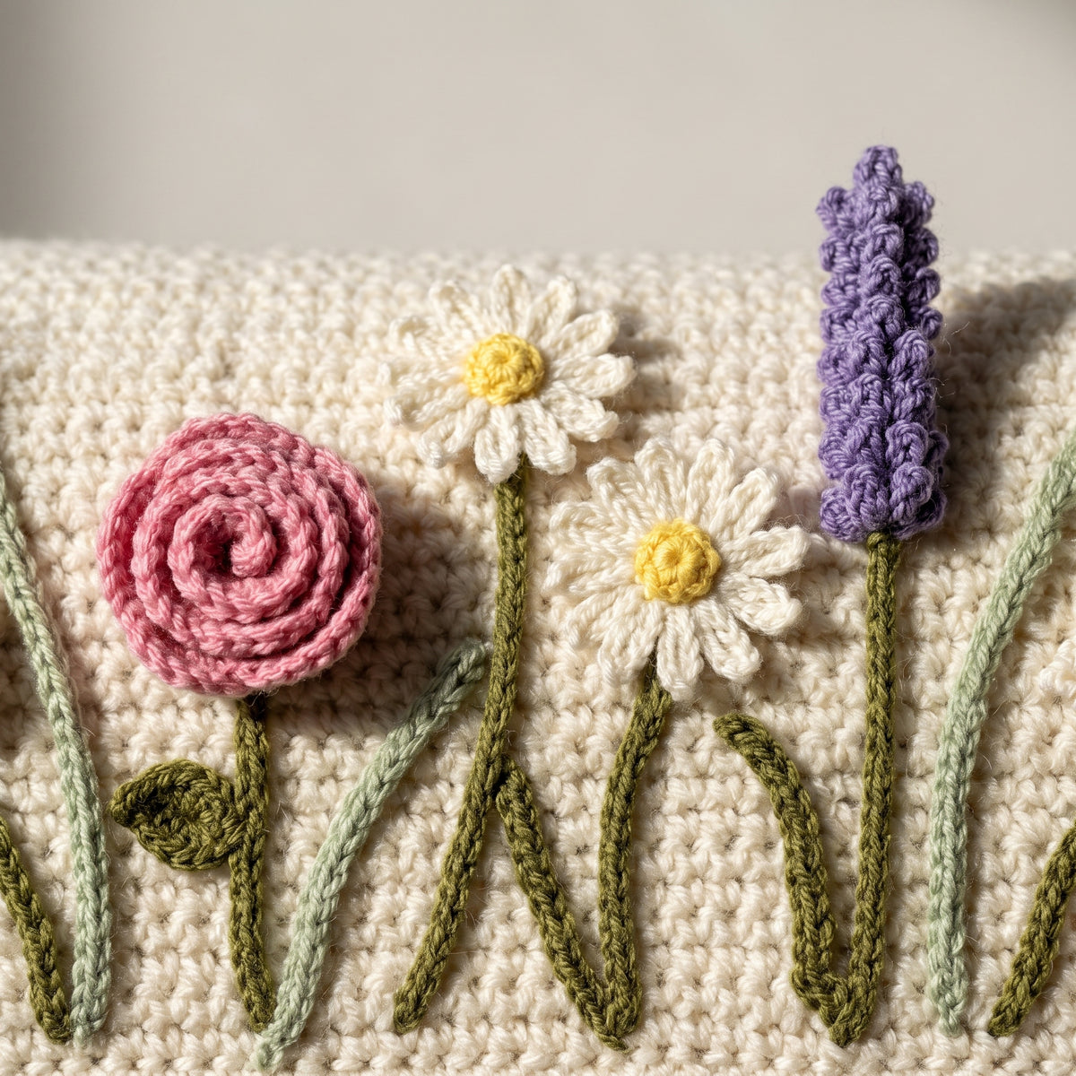 Crochet Baby Blanket Pattern PDF | 3D Butterfly & Flower Meadow Applique | 38x42 in | Intermediate, US Terms