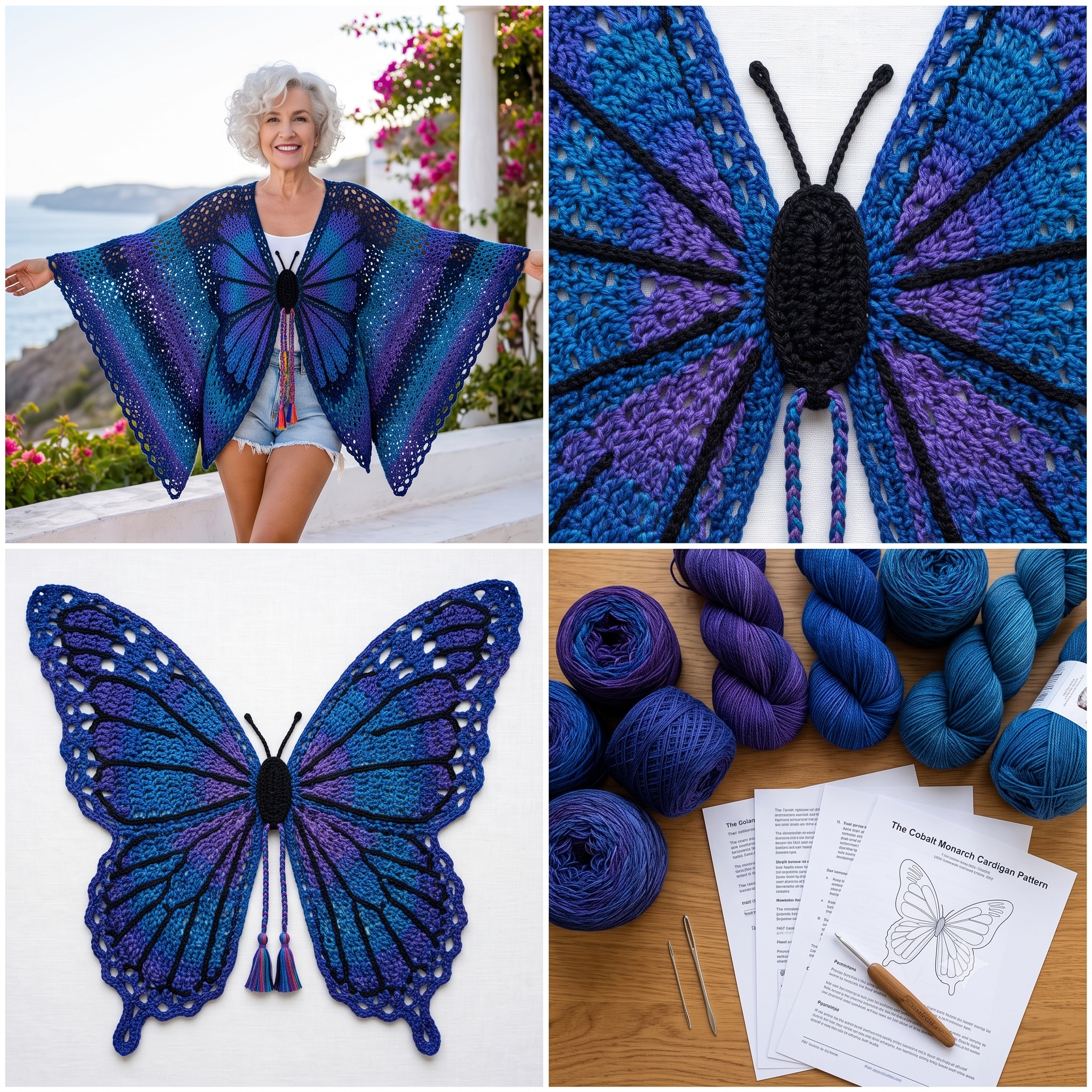 Butterfly Rainbow Wings Cardigan — Crochet Pattern (PDF) | Colorful Wing Cardigan