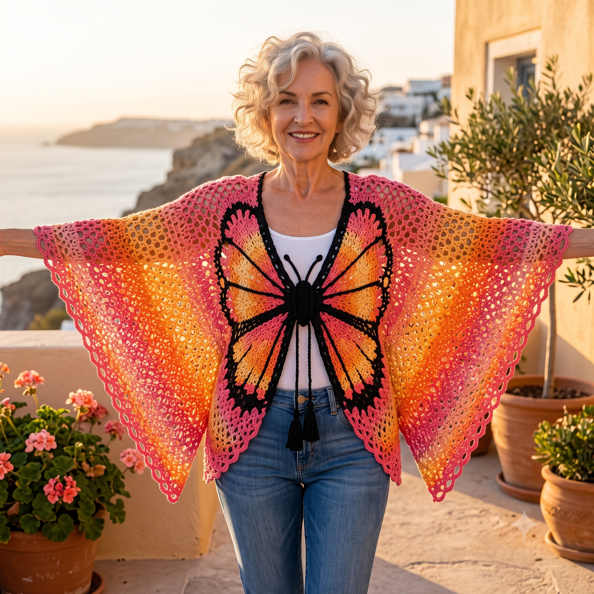 Butterfly Rainbow Wings Cardigan — Crochet Pattern (PDF) | Colorful Wing Cardigan