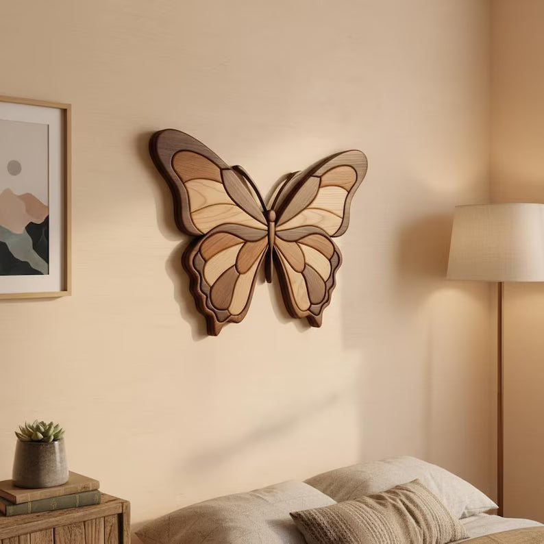 Butterfly Intarsia Woodworking Pattern – Layered Wall Art Template (Digital Download)
