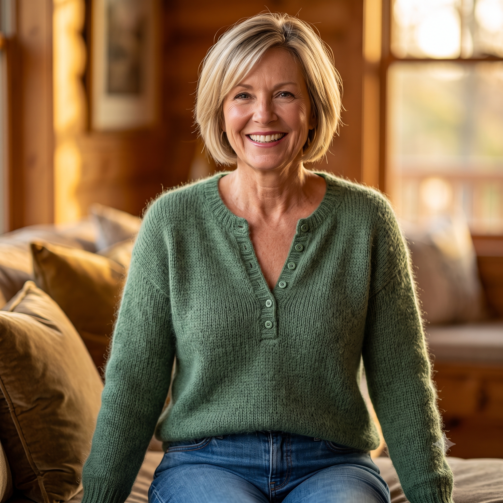 Buttoned V Neck Sweater Knitting Pattern PDF, Mohair Blend Jumper, Button Placket, Flat & In the Round, Intermediate, 10 Sizes