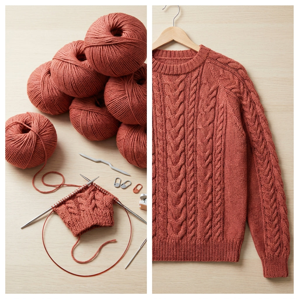 Cable Knit Sweater Pattern PDF | Oversized Merino Jumper 5 Sizes | Seamless Cable Pullover | Instant Download English and French