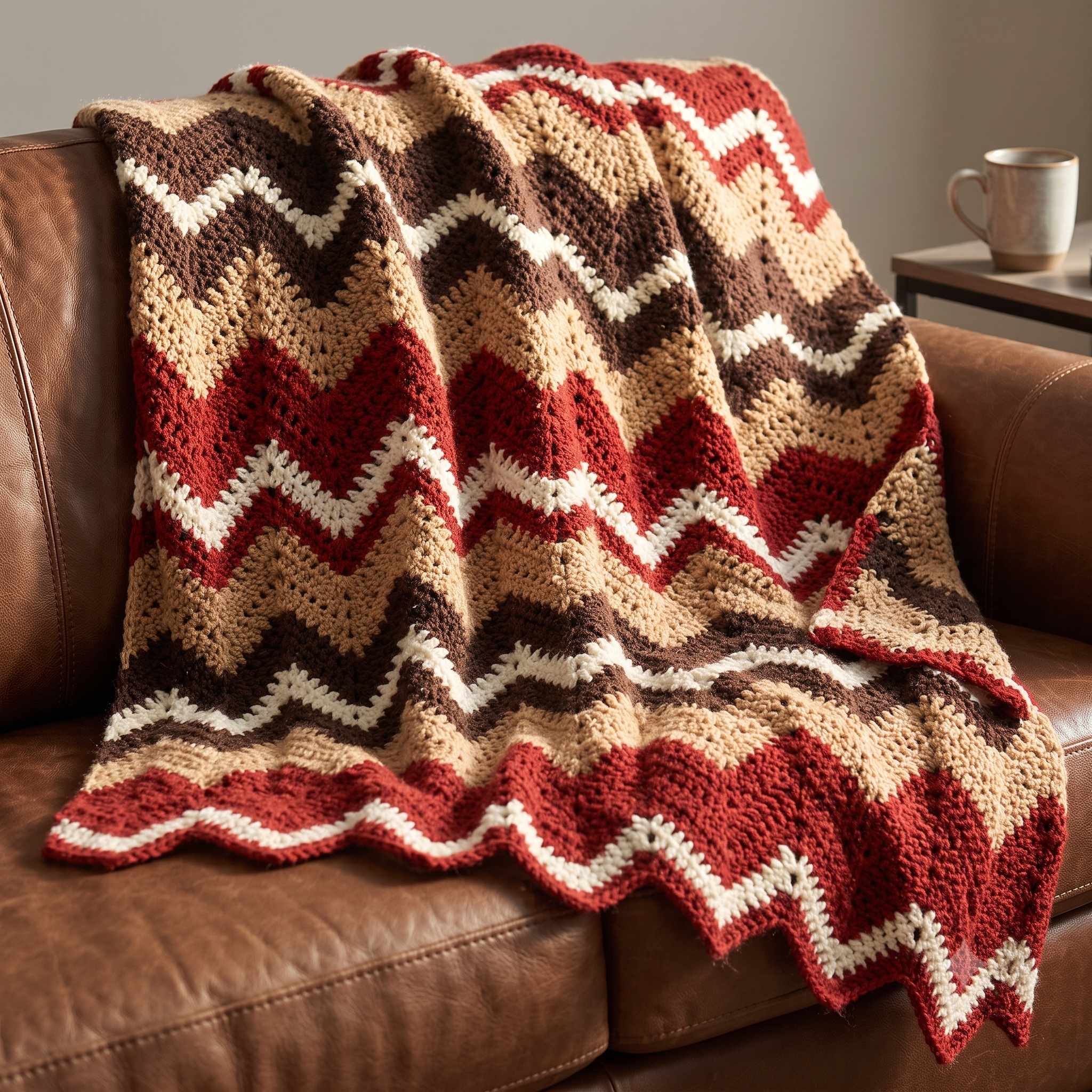 Chevron Ripple Blanket Crochet Pattern PDF, Zigzag Throw Blanket Pattern, Easy Striped Afghan Crochet Pattern, Instant Download