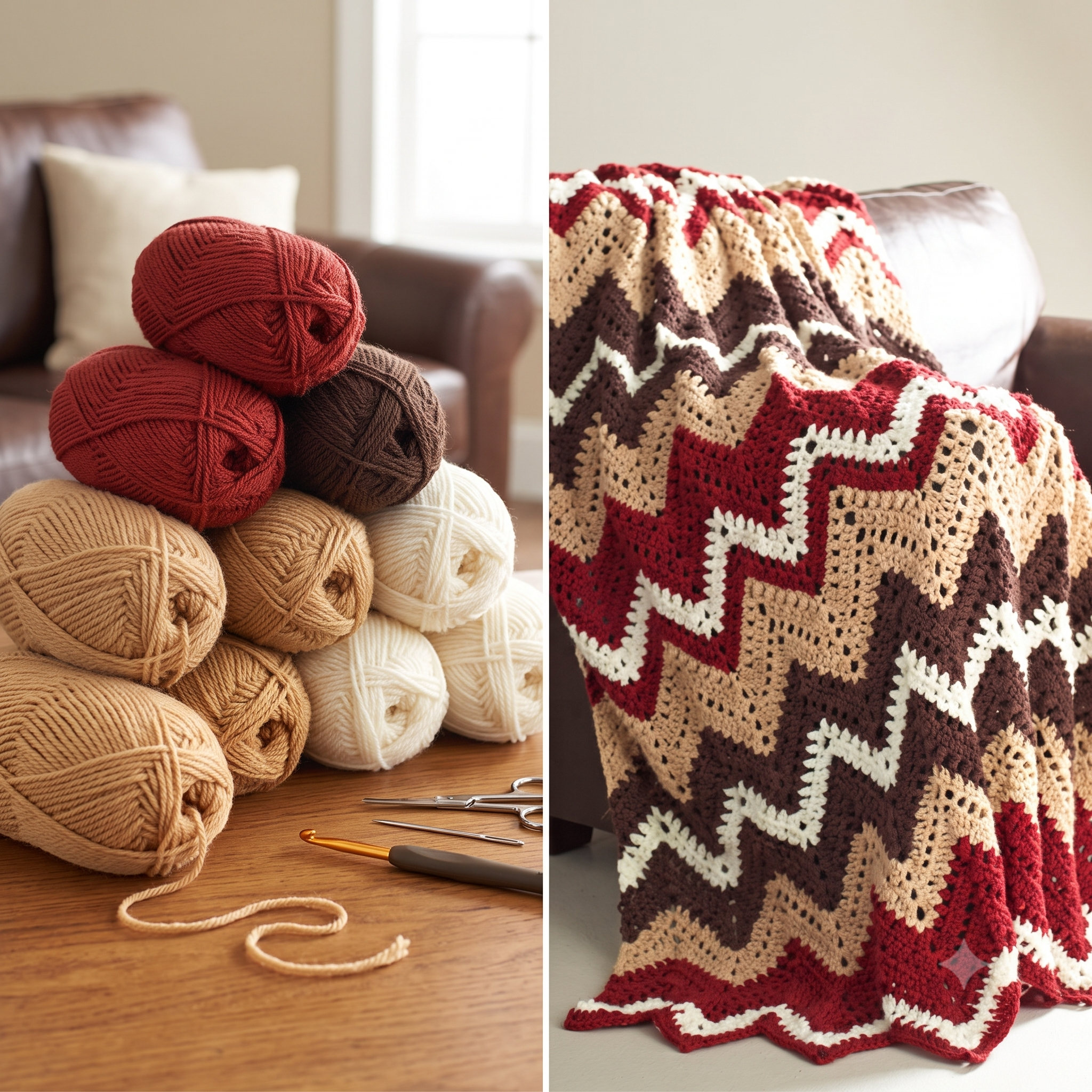 Chevron Ripple Blanket Crochet Pattern PDF, Zigzag Throw Blanket Pattern, Easy Striped Afghan Crochet Pattern, Instant Download