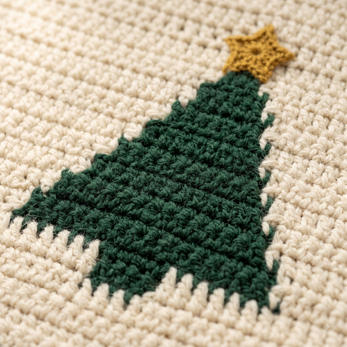Christmas Tree Blanket Crochet Pattern | Colourwork Trees, Holly Border & Bobble Bands | Holiday Throw | Instant Download PDF