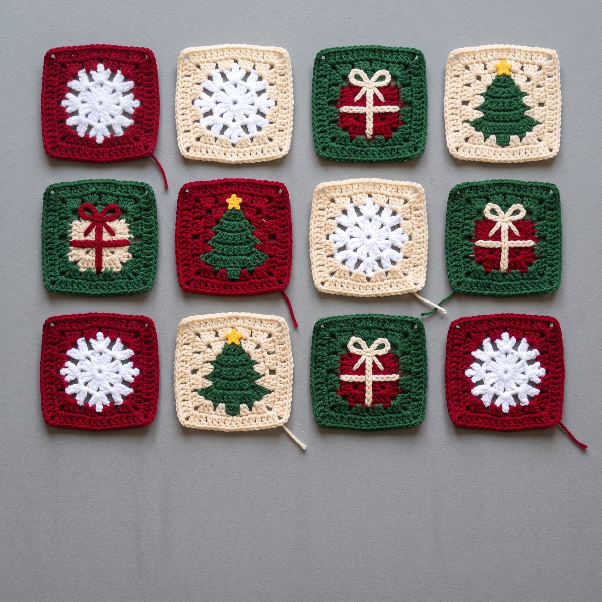 Christmas Granny Square Cardigan Crochet Pattern PDF | Tree, Snowflake & Present Motifs | Intermediate, US Terms