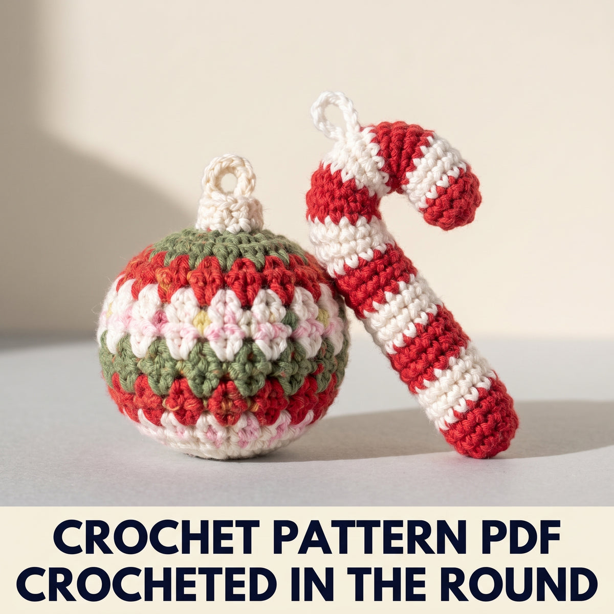 Christmas Ornaments Crochet Pattern Set PDF – Tree, Gingerbread Man, Candy Cane, Snowflake, Wreath, Santa, Bauble