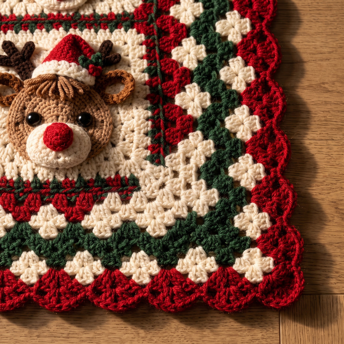 Christmas Reindeer Granny Square Blanket Crochet Pattern PDF