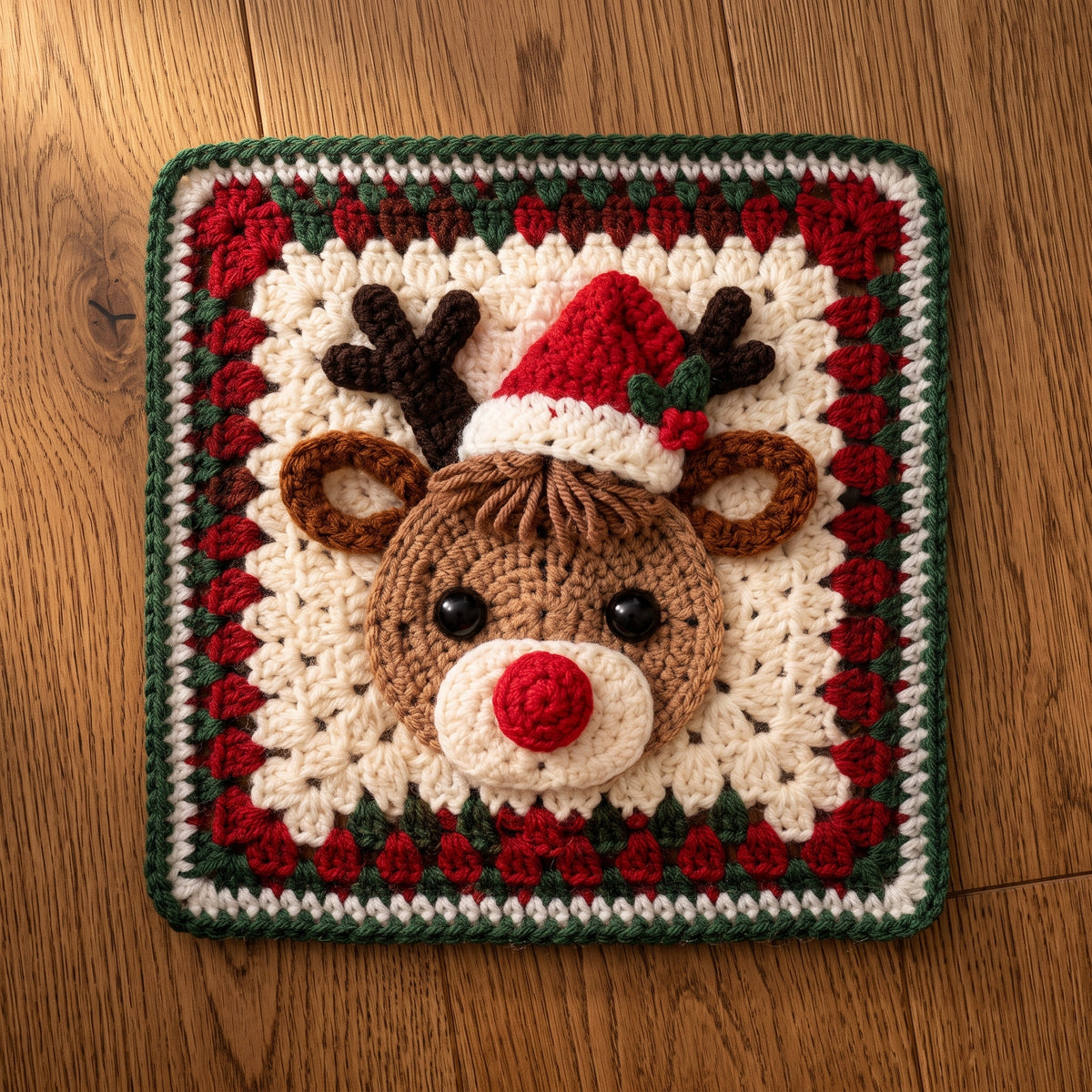 Christmas Reindeer Granny Square Blanket Crochet Pattern PDF