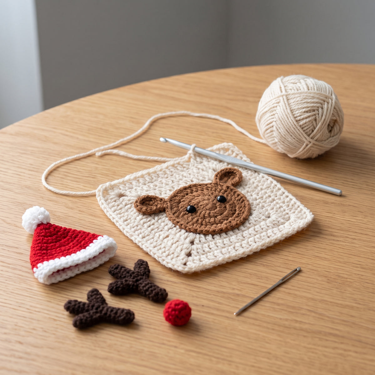 Christmas Reindeer Granny Square Blanket Crochet Pattern PDF