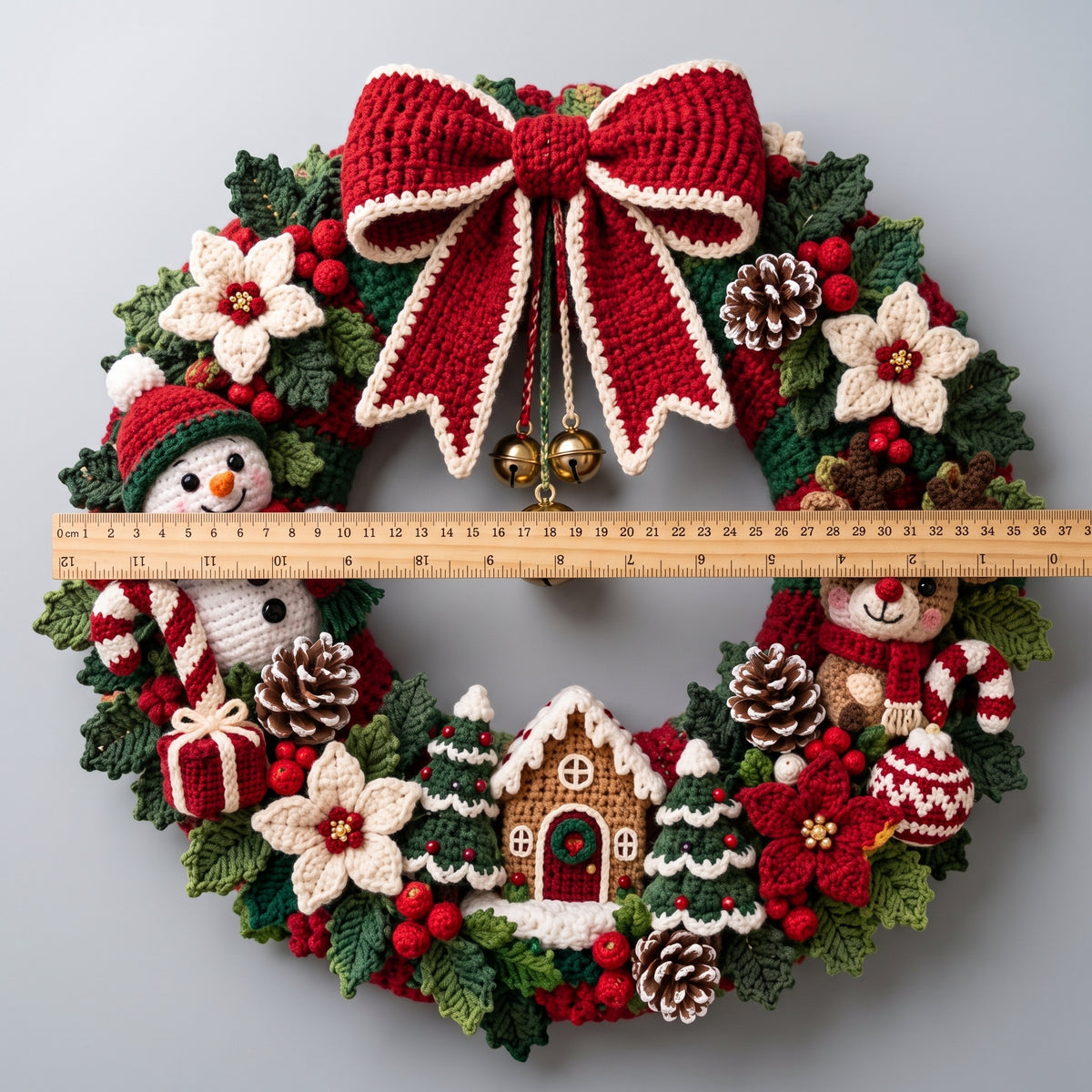 Christmas Wreath Crochet Pattern PDF, Snowman Reindeer Door Wreath
