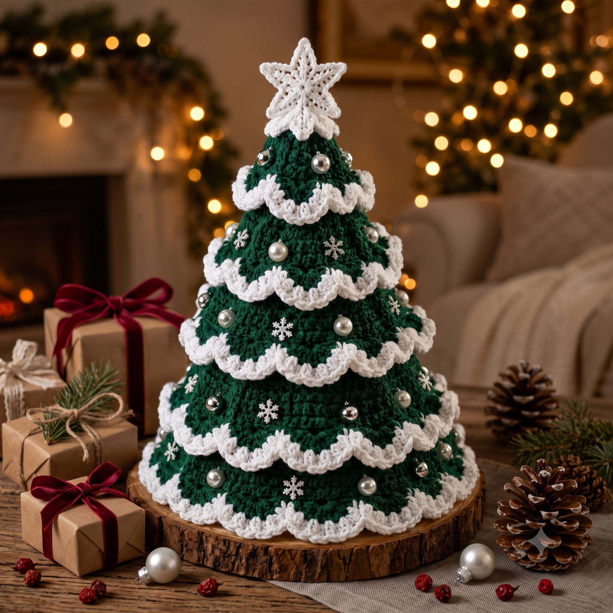 Christmas Tree Crochet Pattern PDF, Crochet Holiday Tree Decor, Snowy Christmas Tree, Festive Home Decor, Digital Download