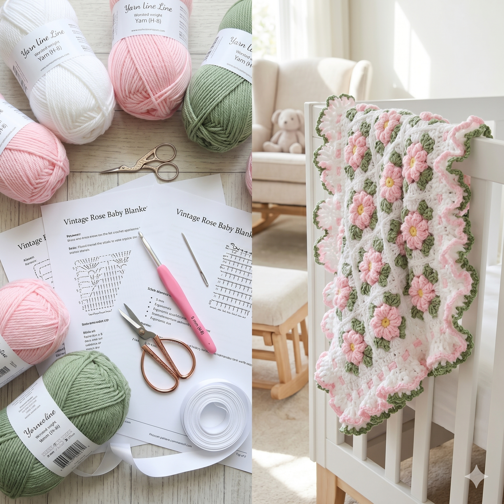 Coquette Flowers Baby Blanket — Crochet Pattern (PDF + Video) | Floral Granny Square Throw
