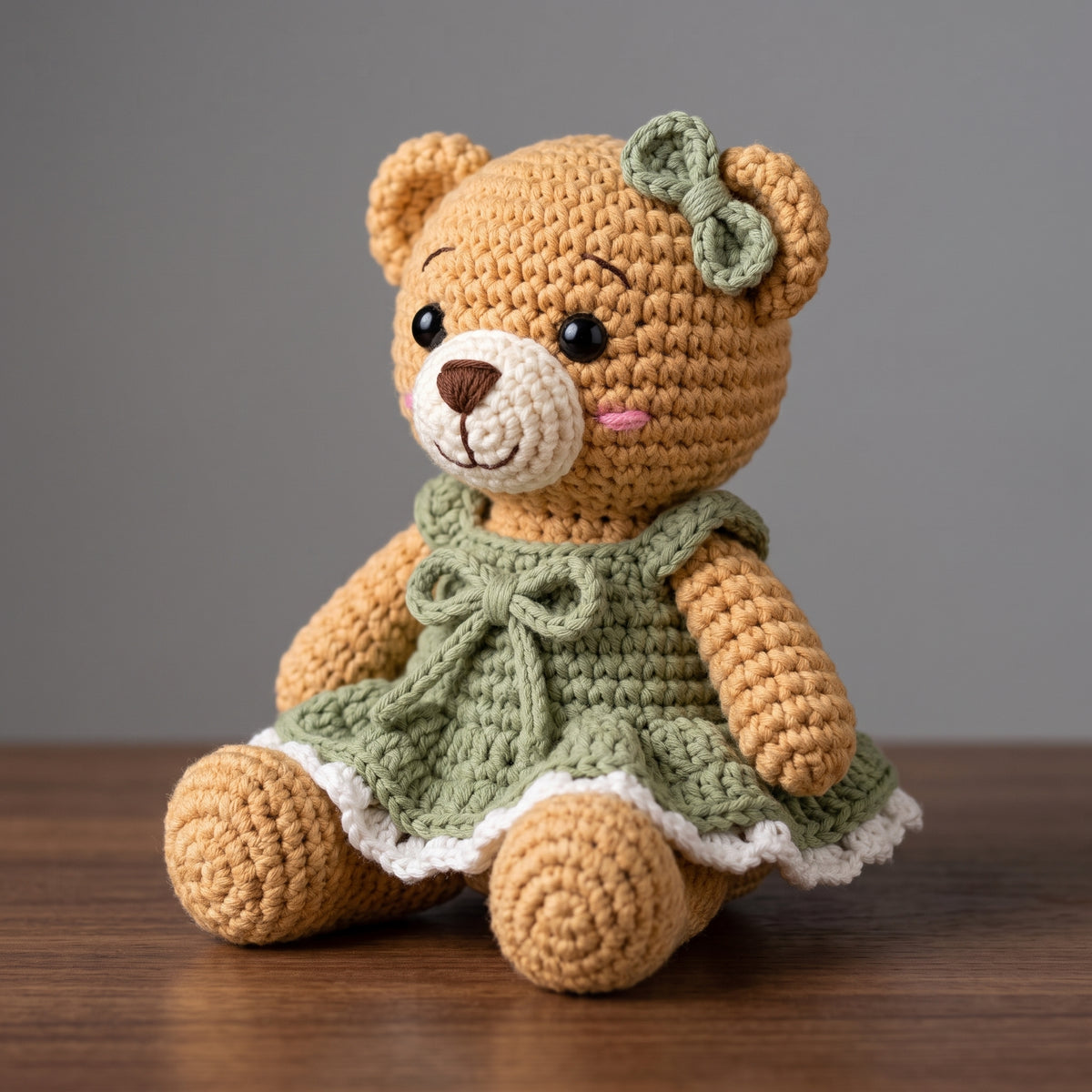 Crochet Teddy Bear Pattern PDF | Amigurumi Bear with Dress & Bow | 8-10 in Finished | US Terms, Photo Tutorial