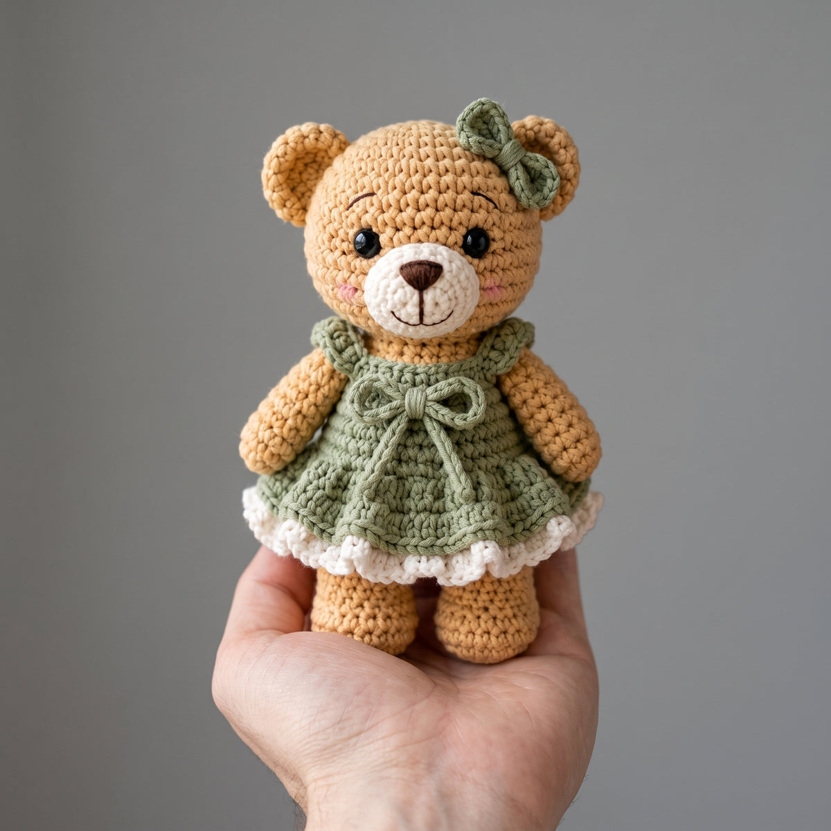 Crochet Teddy Bear Pattern PDF | Amigurumi Bear with Dress & Bow | 8-10 in Finished | US Terms, Photo Tutorial