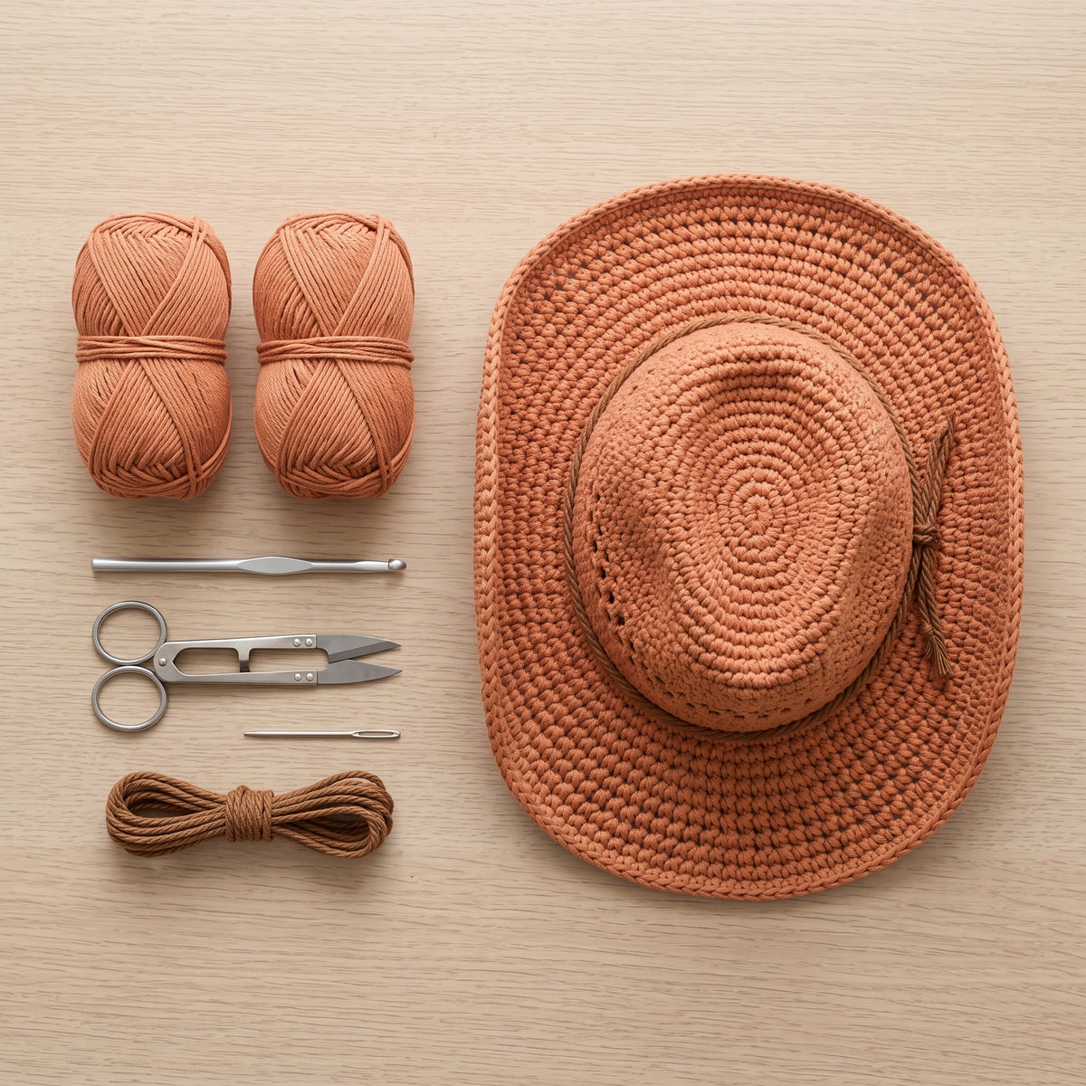 Crochet Cowboy Hat Pattern | Shaped Crown, Mesh Band & Curved Brim | Cowgirl Summer Hat | Instant Download PDF Crochet Pattern