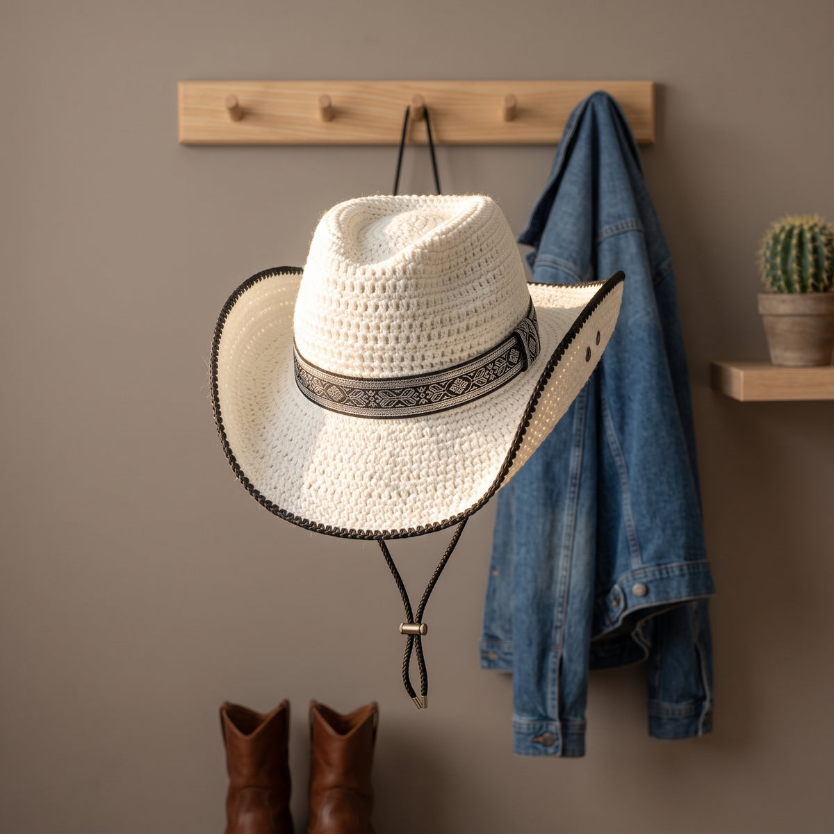 Crochet Cowboy Hat Pattern PDF, Wide Brim Western Hat, Cowgirl Hat