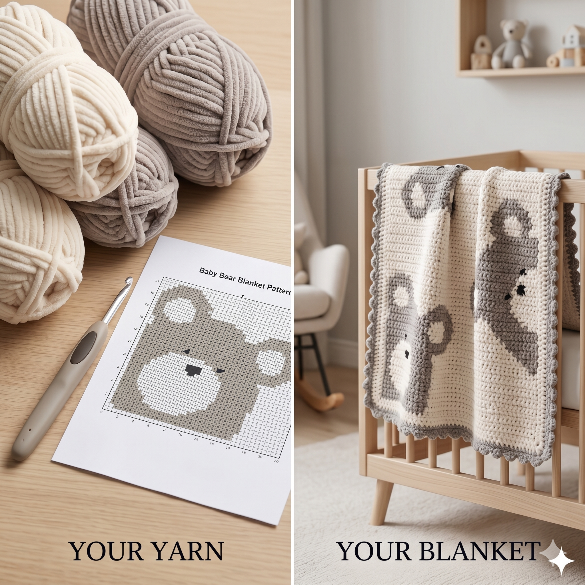 Crochet Baby Bear Blanket Pattern – Beginner Friendly, with Video Tutorial (PDF Pattern) - No Sewing Machine needed