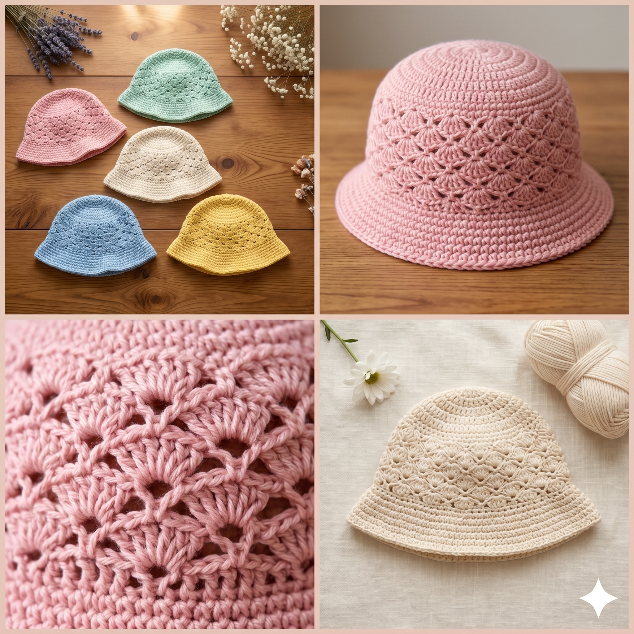 Crochet Baby Bucket Hat Pattern PDF, Easy Summer Sun Hat Kids