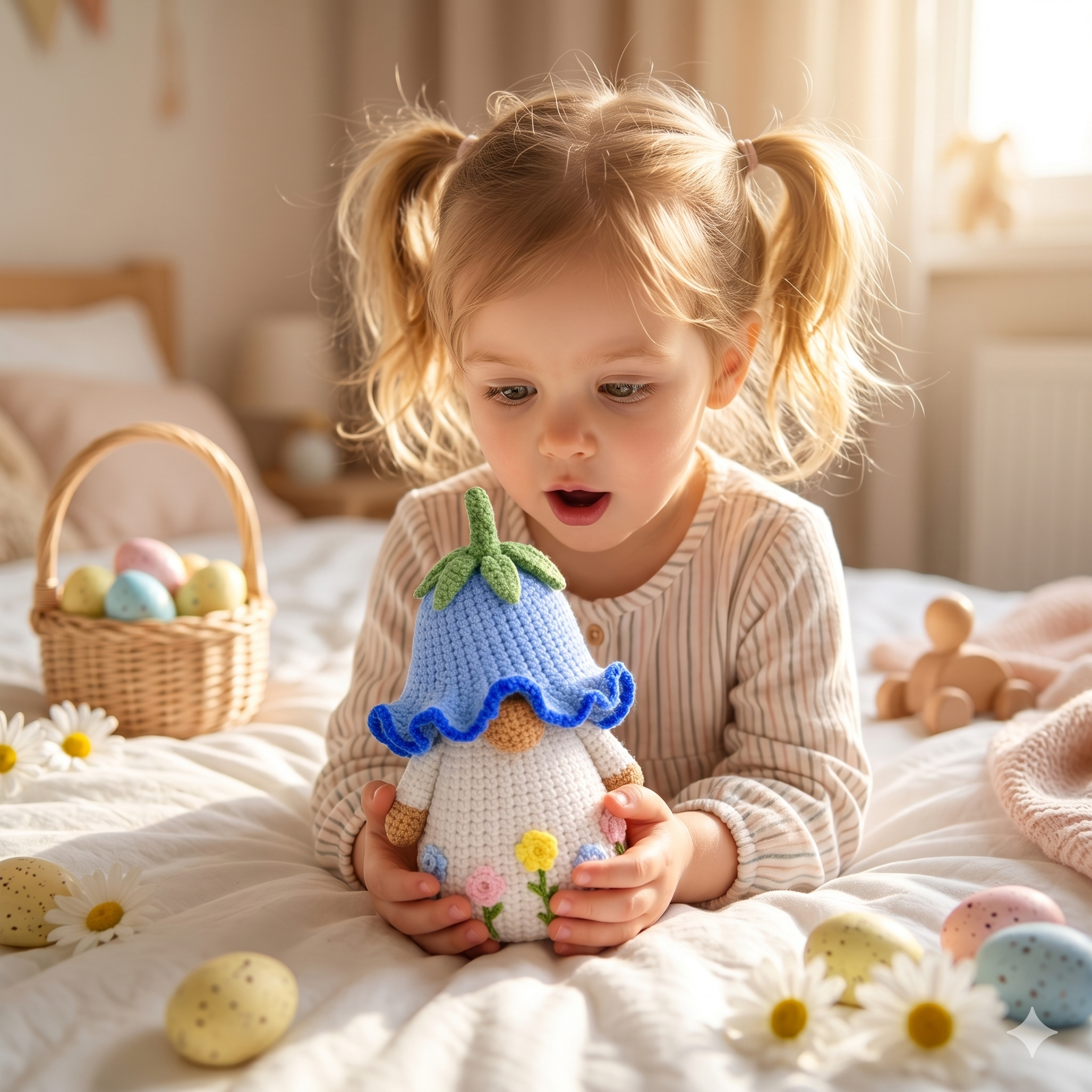 Crochet Bluebell Gnome Pattern PDF, Amigurumi Nursery Room Tutorial, Beginner Friendly Digital Download