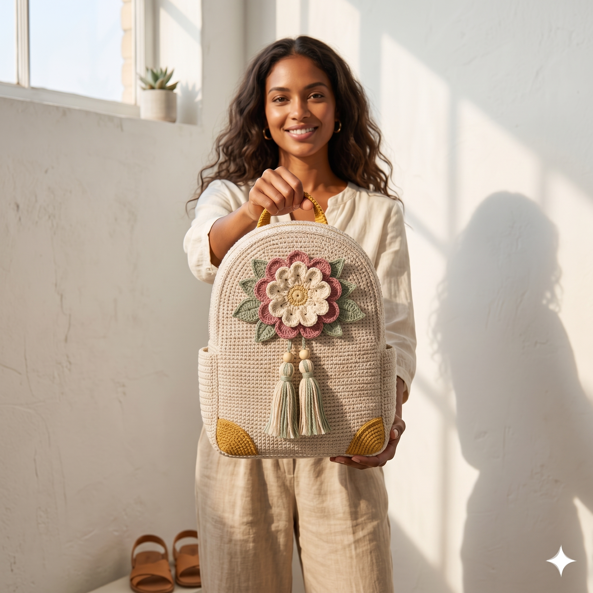 Crochet Floral Backpack Pattern PDF, Chic Boho Mini Backpack, Small Crochet Bag Pattern, Zipper Backpack DIY, Sturdy Bag Design