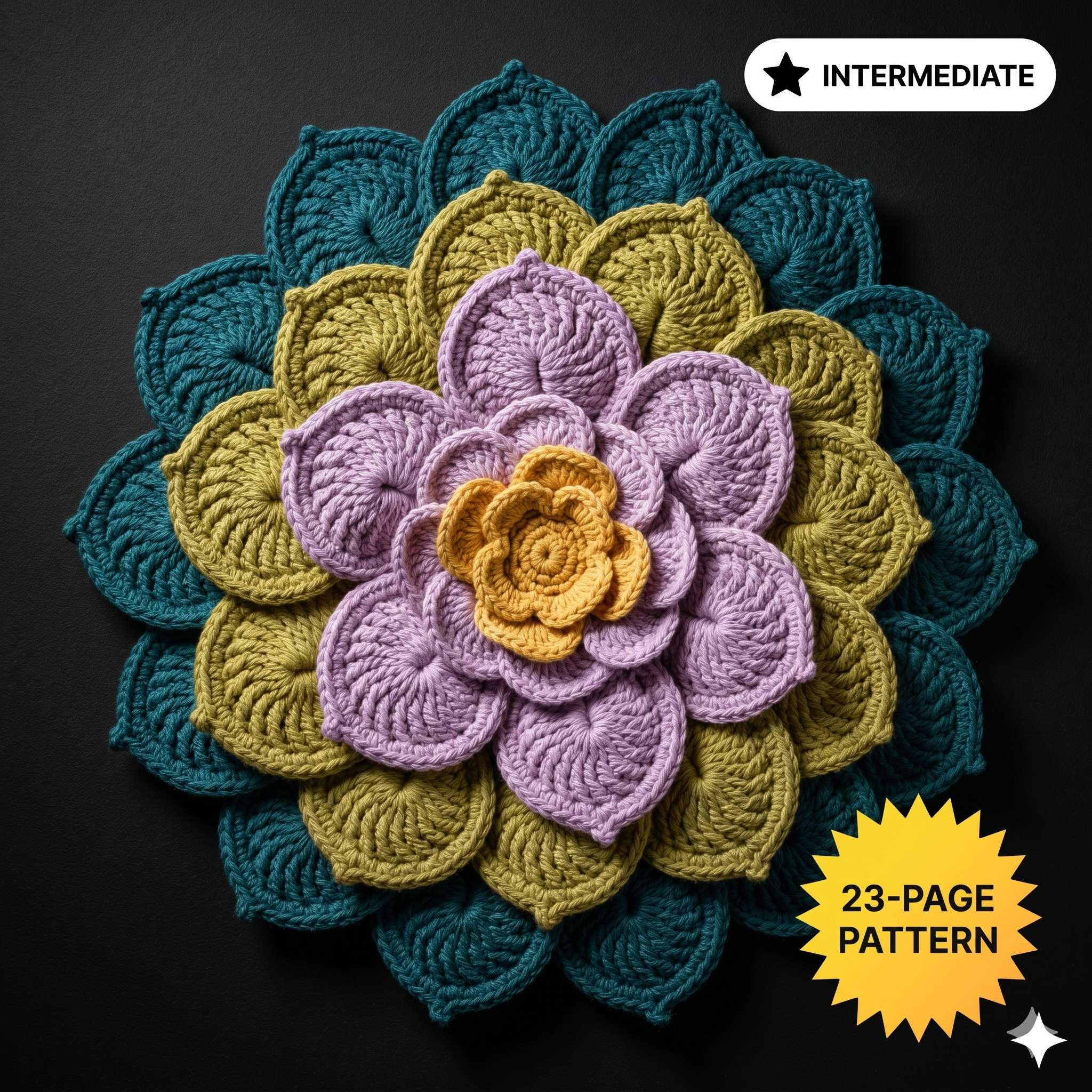 Crochet Flower Wall Hanging Pattern, Crochet Floral Mandala, Leaf Arrangement Crochet Pattern, Crochet Wall Decor, Boho Home Decor Pattern