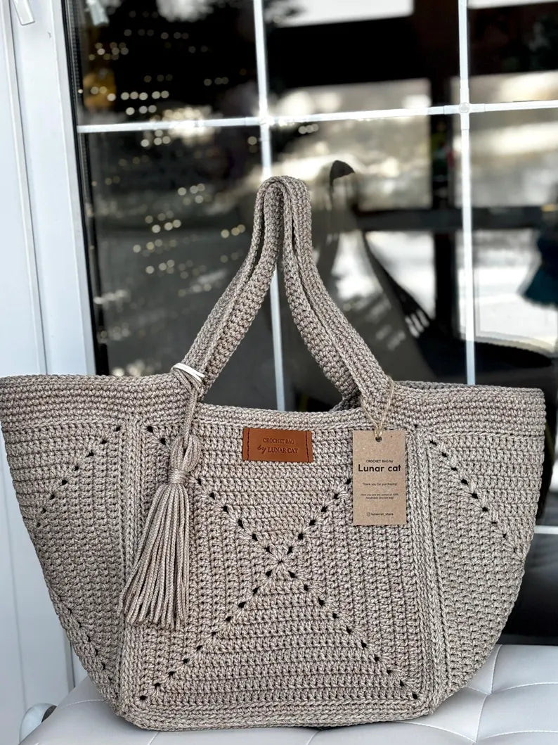 Crochet Granny Square Tote Bag Pattern, Beginner Friendly (PDF)