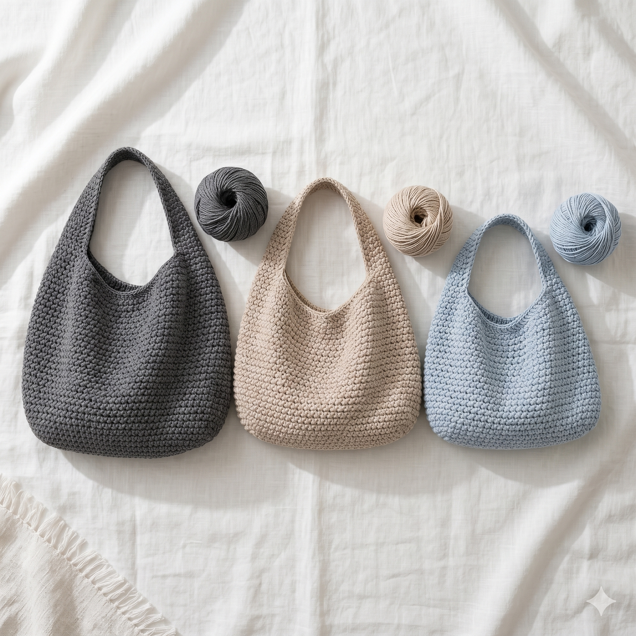 Crochet Hobo Bag Pattern PDF, Slouchy Tote, Beginner Tutorial, 3 Sizes (Small, Medium, Large)