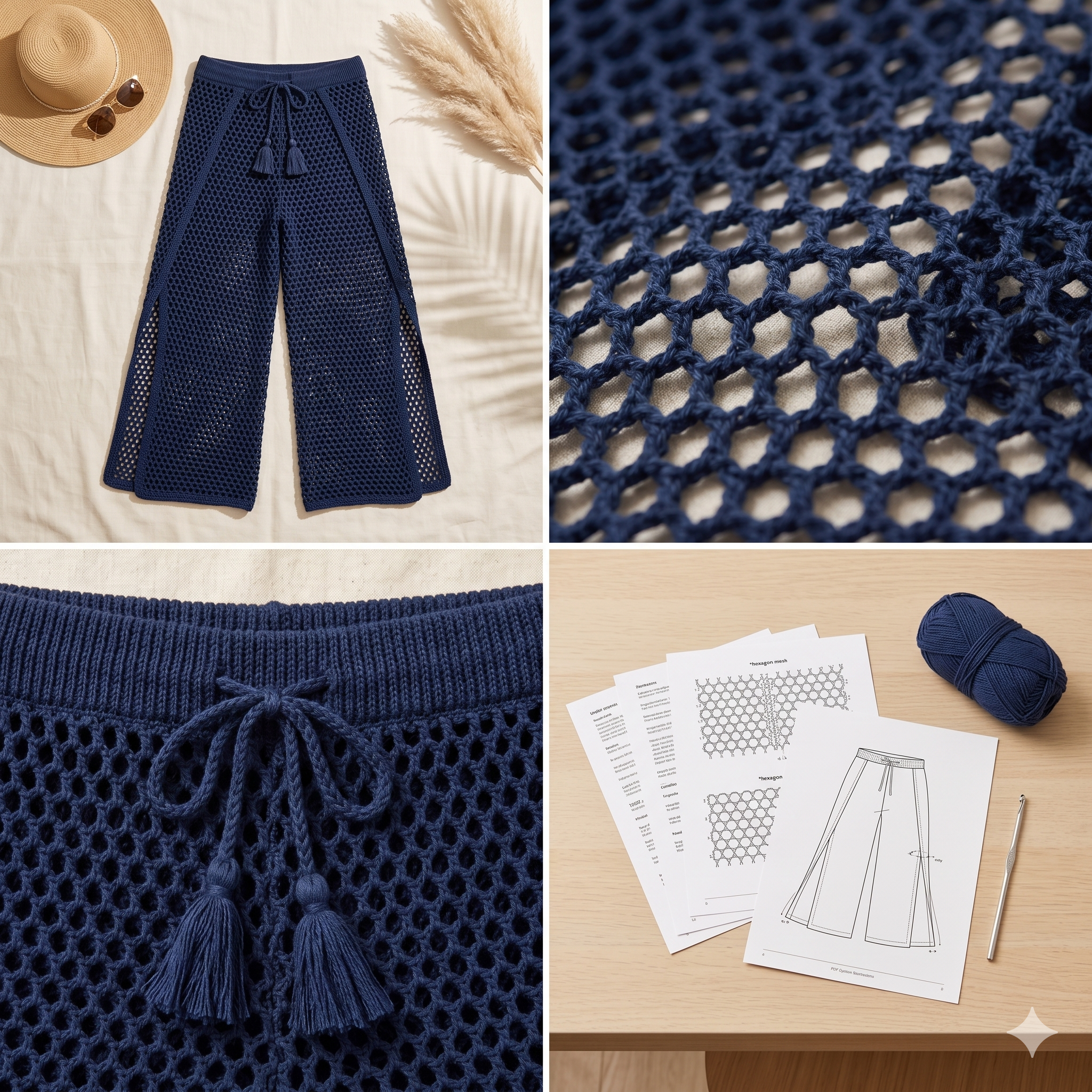 Crochet Mesh Wrap Pants Pattern PDF – Boho Crochet Pants – Beach Cover Up Pants – Crochet Clothing Pattern XS–5XL