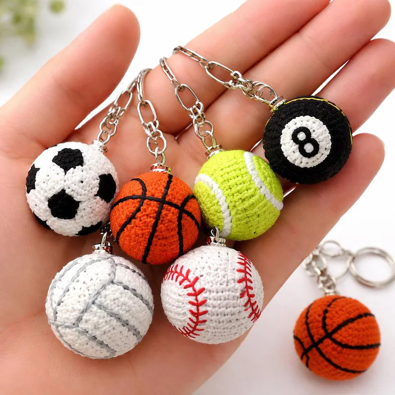 Crochet Sports Ball Keychain Pattern Bundle, Mini Amigurumi Set PDF (Digital Download)