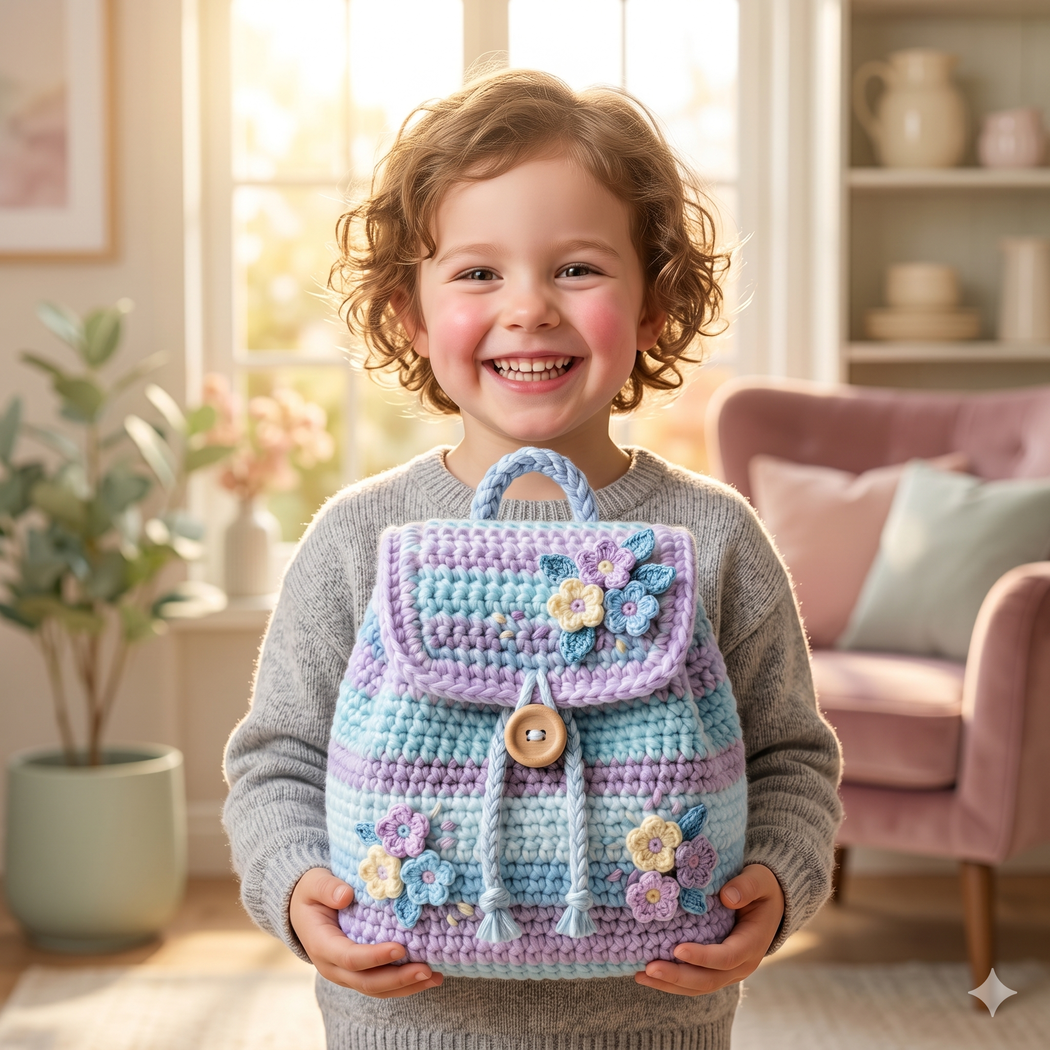 Crochet Spring Flower Backpack Pattern (PDF), Pastel Kids Bag Tutorial