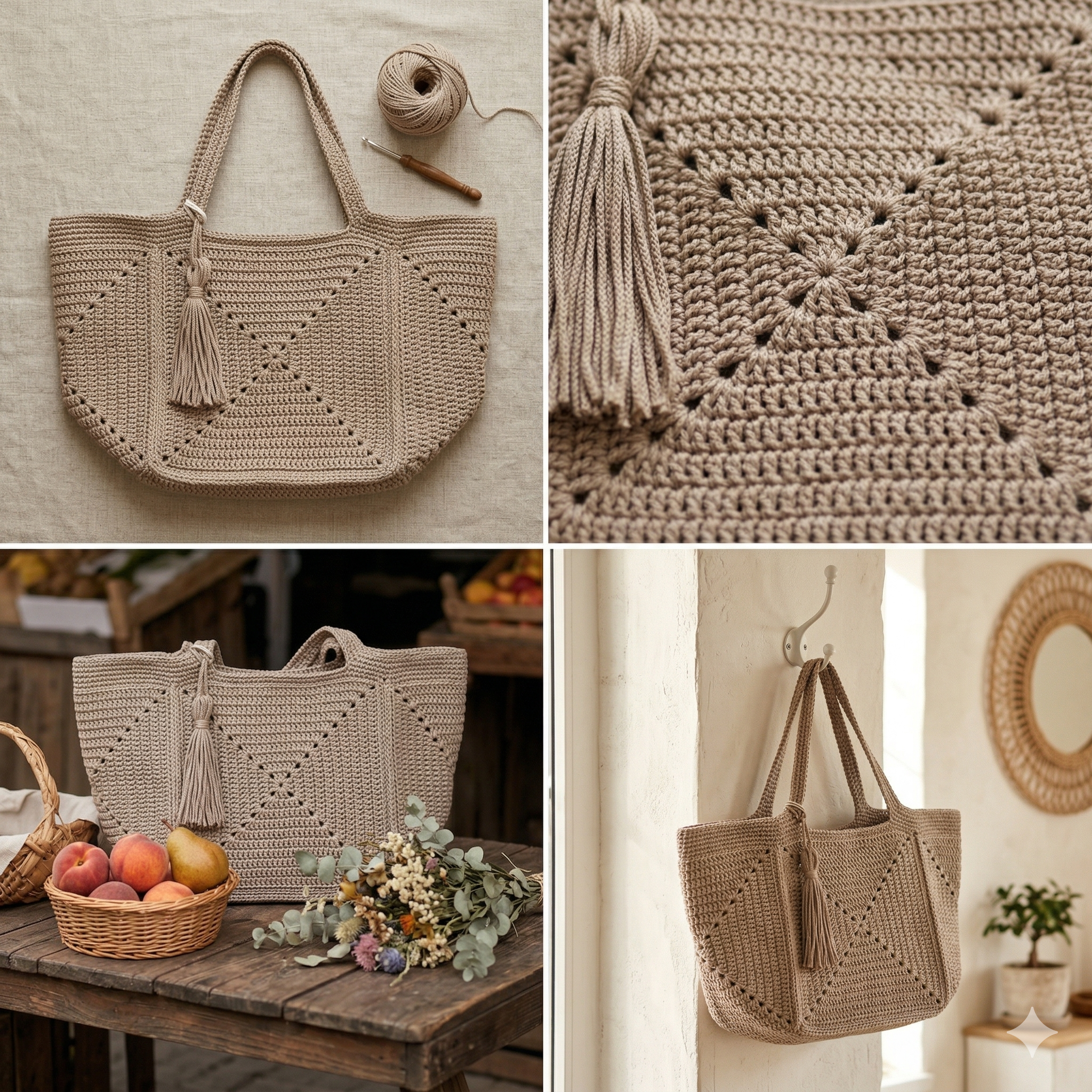 Crochet Granny Square Tote Bag Pattern, Beginner Friendly (PDF)