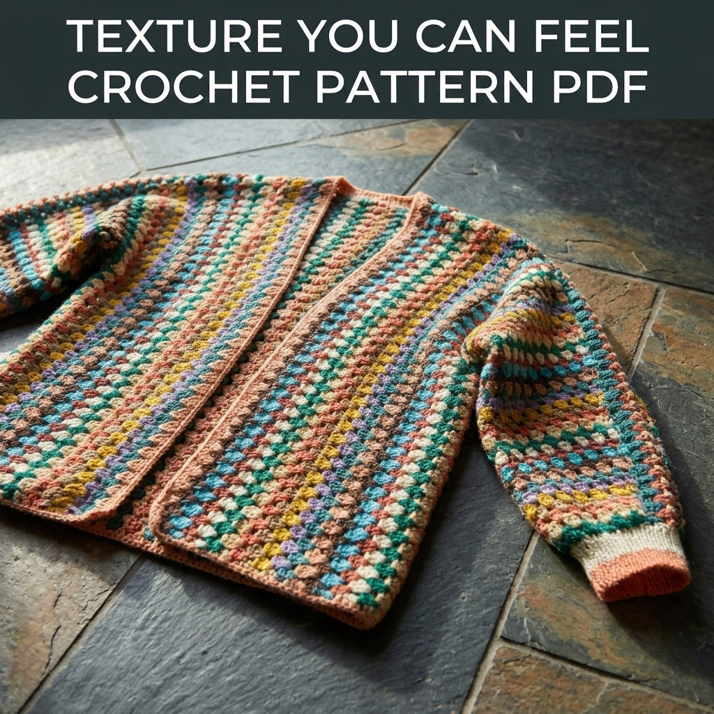 Granny Stripe Cardigan Crochet Pattern PDF - Colorful Open Front Boho Cardigan for Women