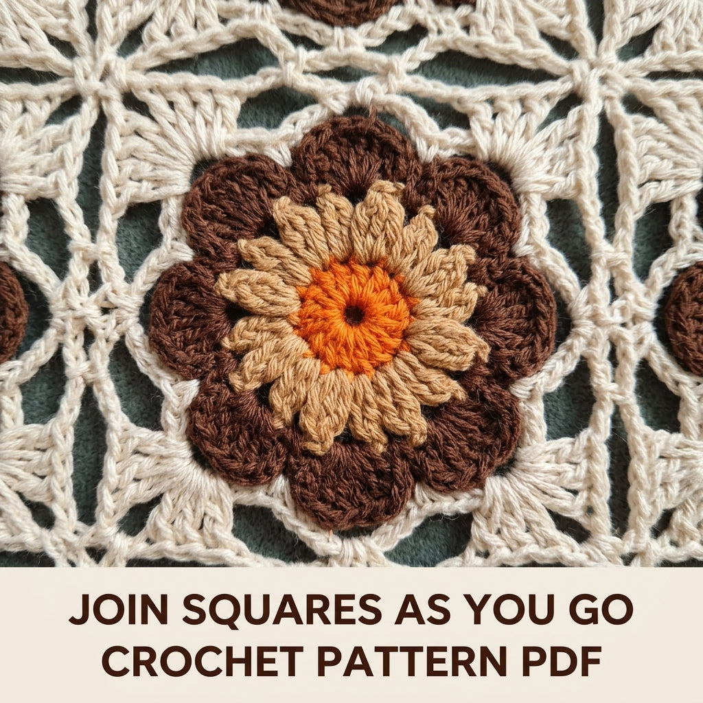 Brown Flower Square Cardigan Crochet Pattern PDF – Cropped Boho Cardigan