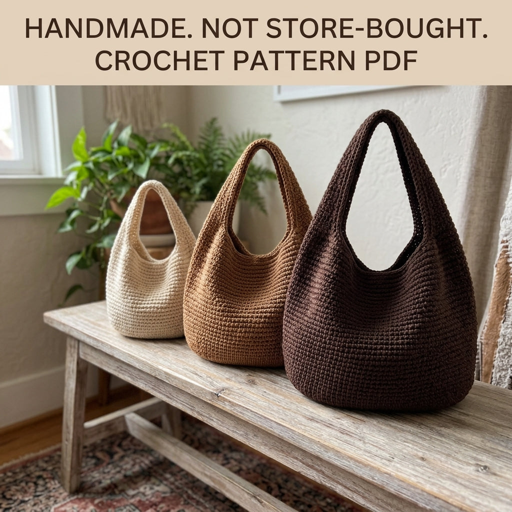 Slouchy Hobo Bag Crochet Pattern PDF - Teardrop Shoulder Bag