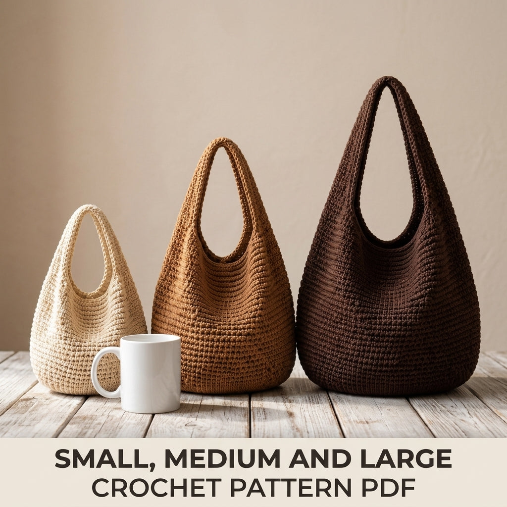 Slouchy Hobo Bag Crochet Pattern PDF - Teardrop Shoulder Bag