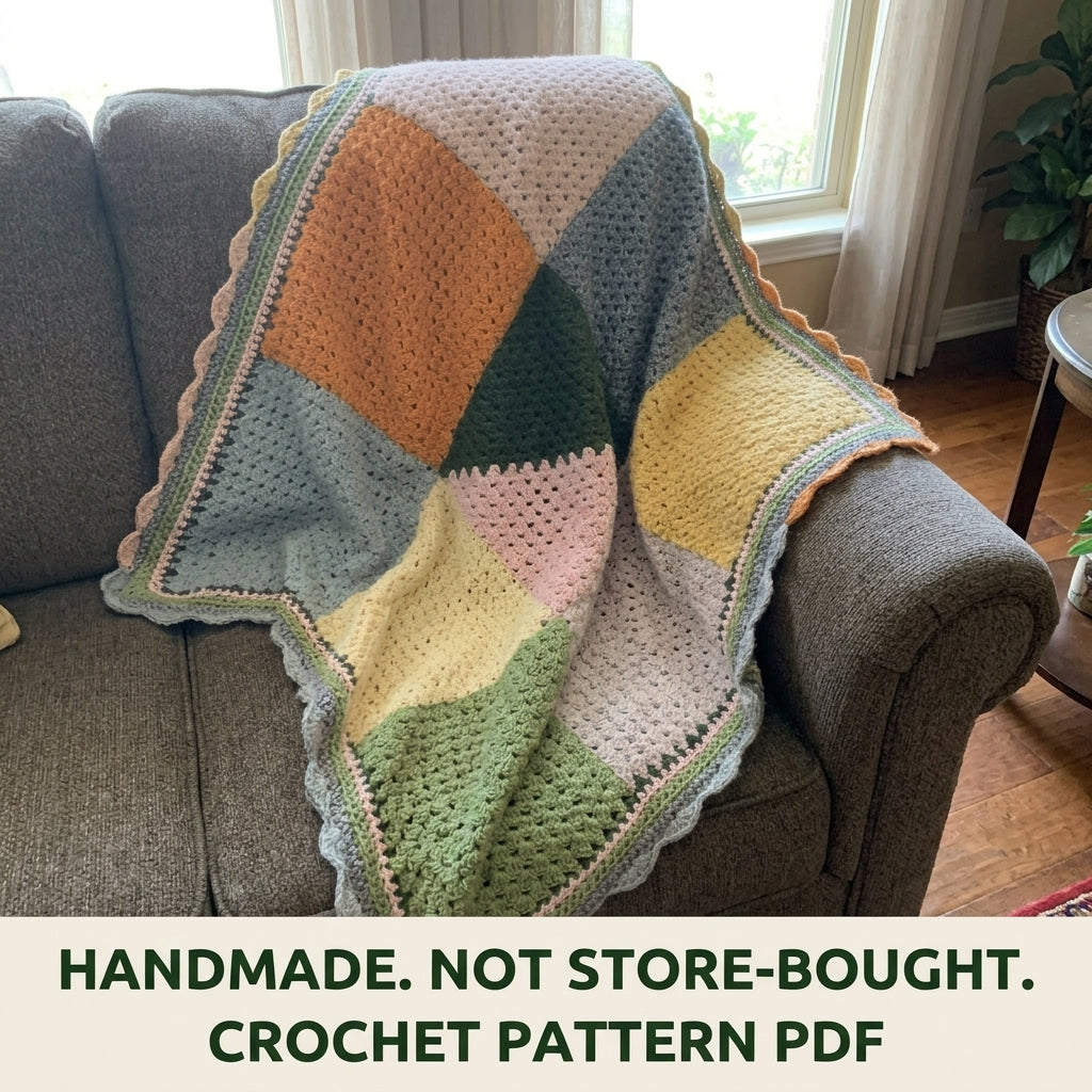 Granny Block Blanket Crochet Pattern PDF – Patchwork Granny Stitch Afghan