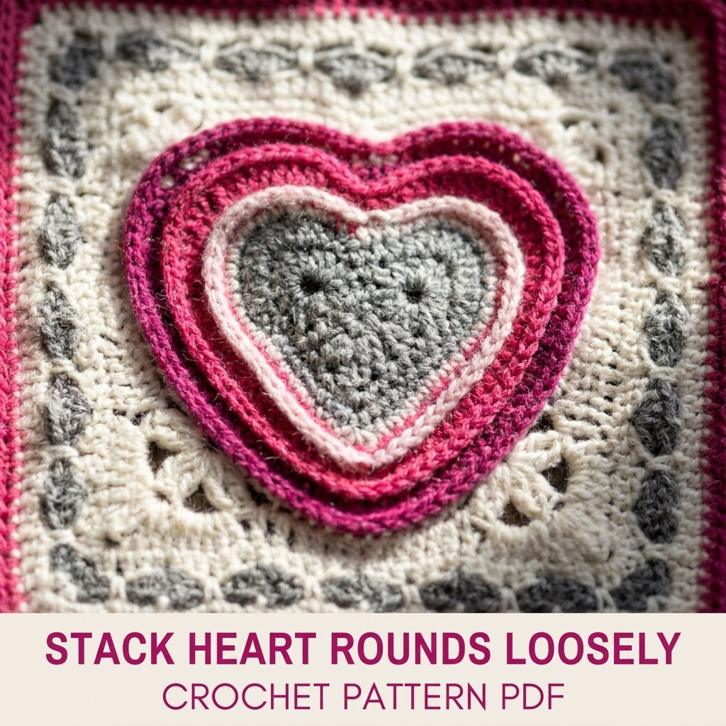 Rainbow Heart Granny Square Blanket Crochet Pattern PDF – Hearts Afghan