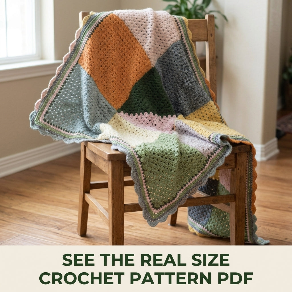 Granny Block Blanket Crochet Pattern PDF – Patchwork Granny Stitch Afghan