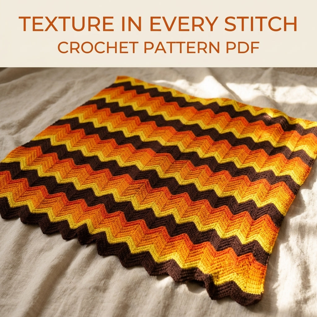 Sunset Ripple Blanket Crochet Pattern PDF – Retro Stripe Afghan